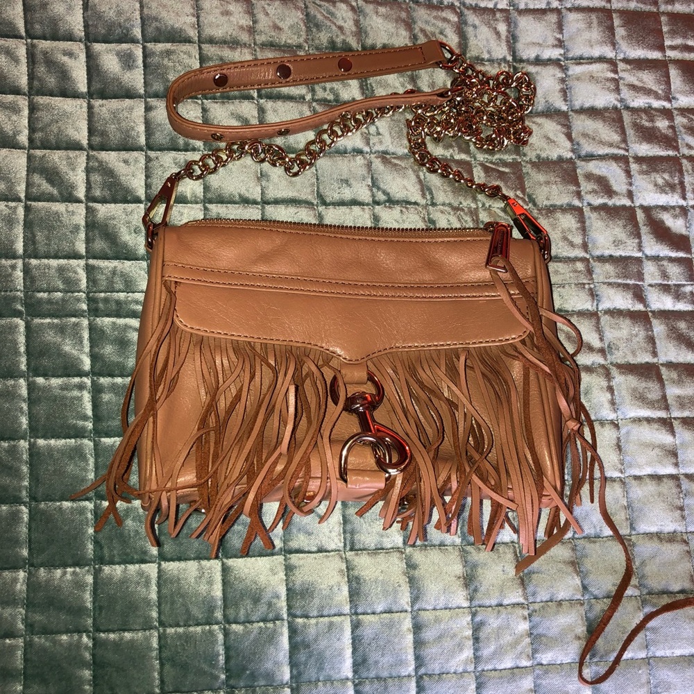 Rebecca Minkoff Tan Fringe Mini Mac Crossbody
